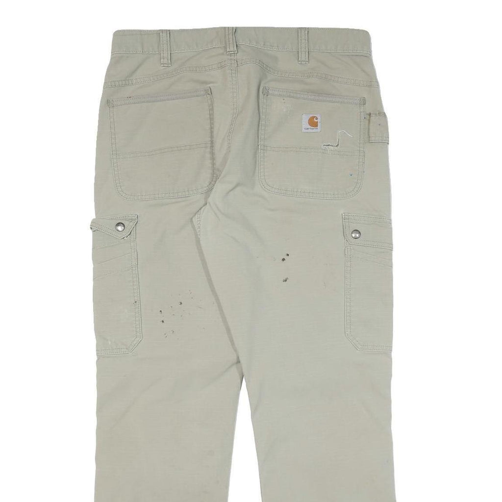 CARHARTT Mens Cotton Blend Beige Relaxed Straight Trousers W34 L32 Workwear