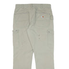 CARHARTT Mens Cotton Blend Beige Relaxed Straight Trousers W34 L32 Workwear