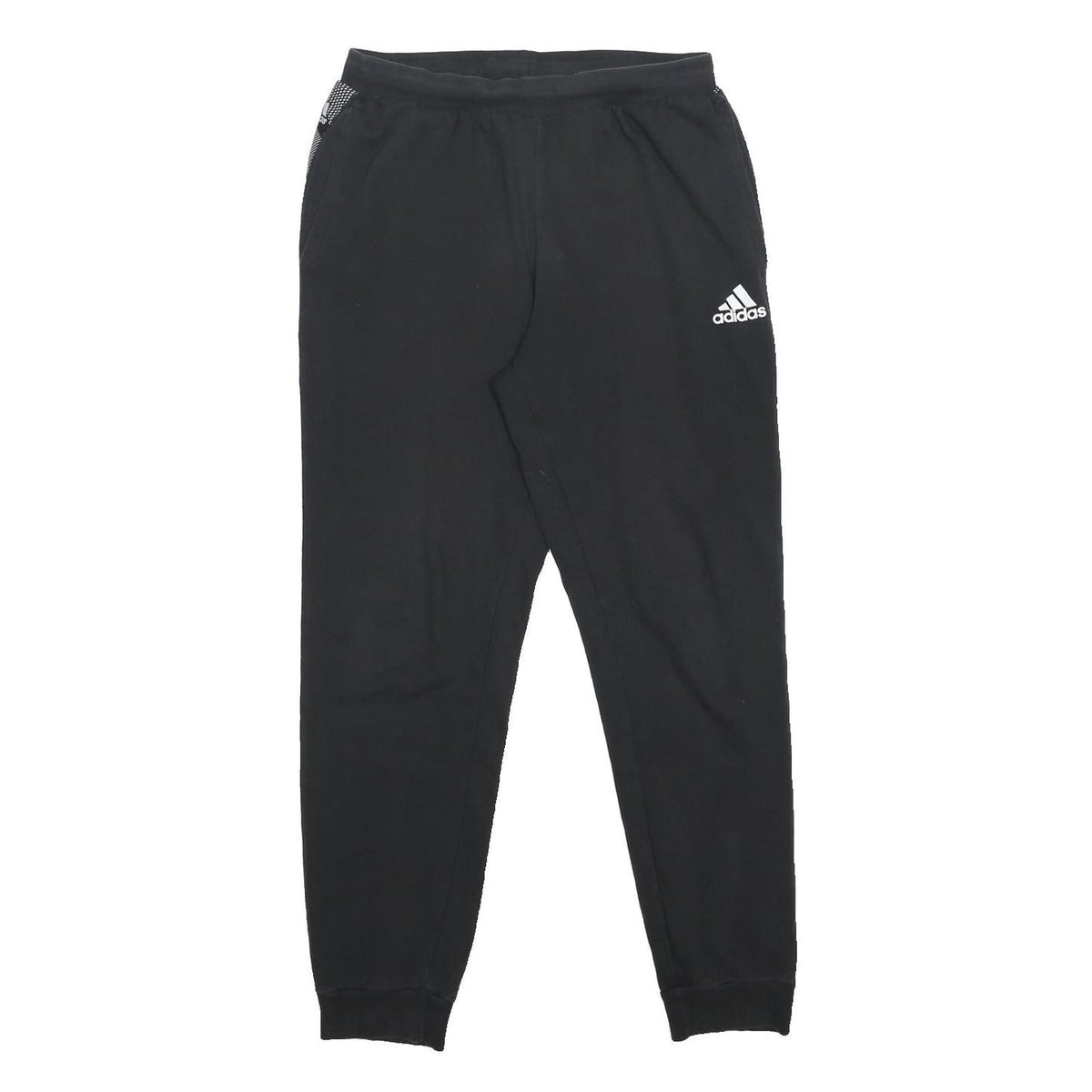 ADIDAS Womens Joggers Black & White Cotton Blend Regular Tapered M W28 L27 Logo