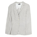 TOMMY HILFIGER Womens White & Grey Stripe Blazer Cotton Jacket M Tailored