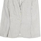 TOMMY HILFIGER Womens White & Grey Stripe Blazer Cotton Jacket M Tailored