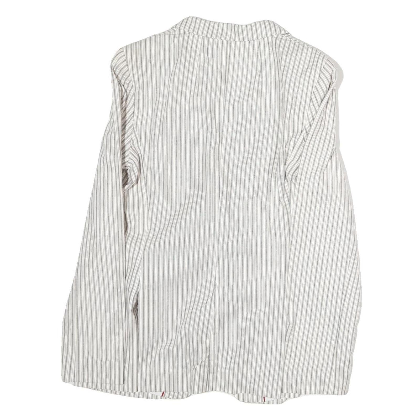 TOMMY HILFIGER Womens White & Grey Stripe Blazer Cotton Jacket M Tailored