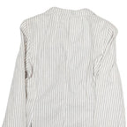 TOMMY HILFIGER Womens White & Grey Stripe Blazer Cotton Jacket M Tailored