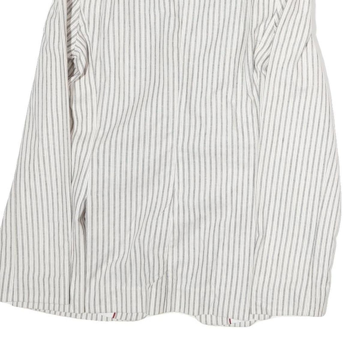 TOMMY HILFIGER Womens White & Grey Stripe Blazer Cotton Jacket M Tailored