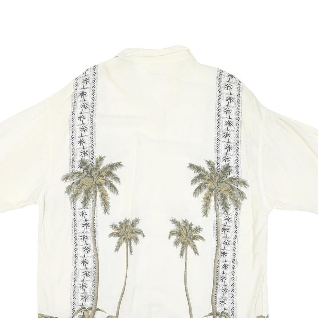 PIERRE CARDIN Mens Cream Rayon Short Sleeve Shirt L Palm Tree Print Tropical