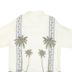 PIERRE CARDIN Mens Cream Rayon Short Sleeve Shirt L Palm Tree Print Tropical