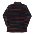 Mens Burgundy & Blue Striped Sweatshirt M Mock Neck Polyester Blend Casual