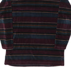 Mens Burgundy & Blue Striped Sweatshirt M Mock Neck Polyester Blend Casual
