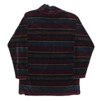 Mens Burgundy & Blue Striped Sweatshirt M Mock Neck Polyester Blend Casual
