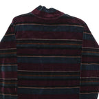 Mens Burgundy & Blue Striped Sweatshirt M Mock Neck Polyester Blend Casual
