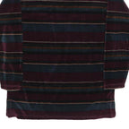 Mens Burgundy & Blue Striped Sweatshirt M Mock Neck Polyester Blend Casual