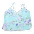 Womens Blue Floral Printed Camisole Spaghetti Strap V-Neck XL Summer Top