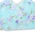 Womens Blue Floral Printed Camisole Spaghetti Strap V-Neck XL Summer Top