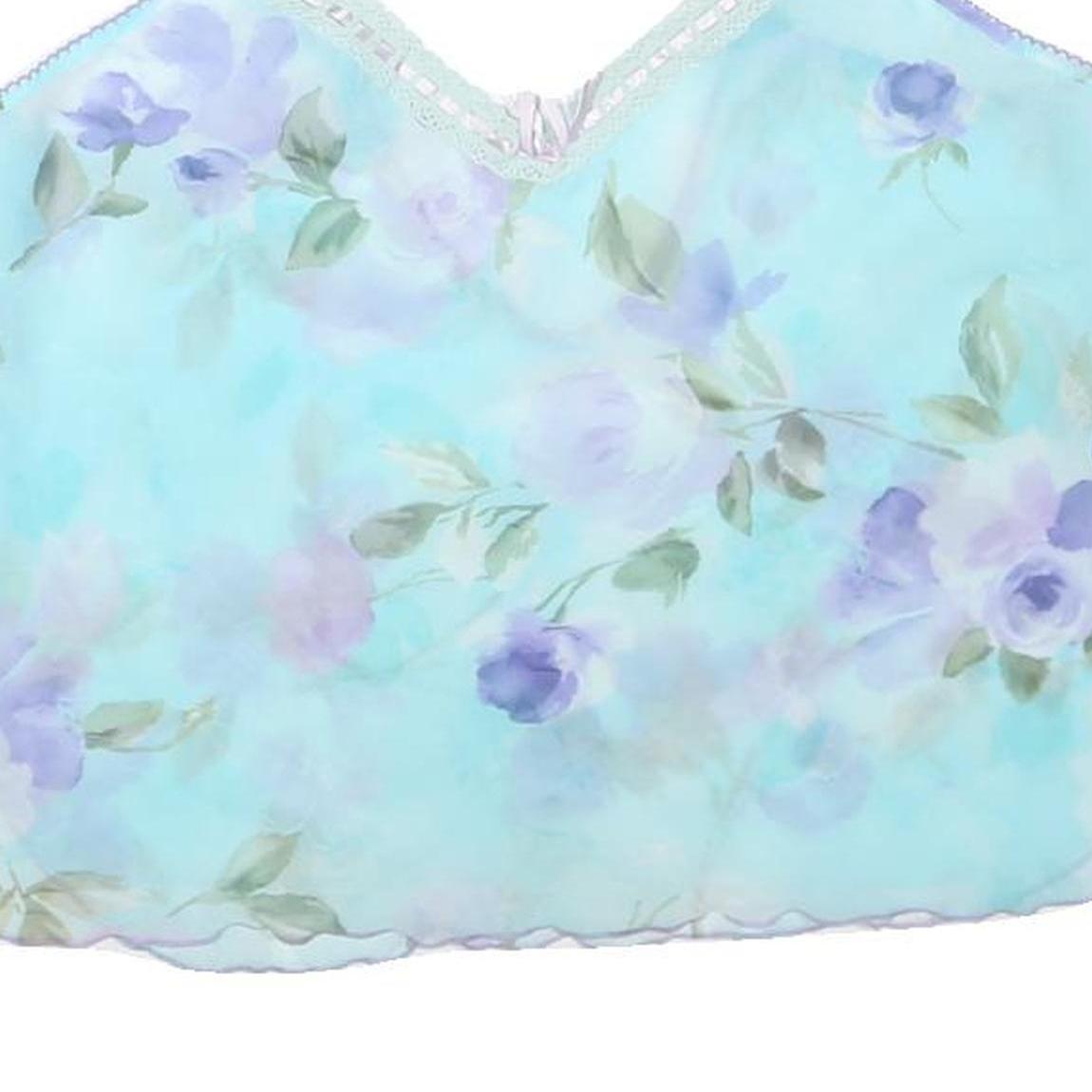 Womens Blue Floral Printed Camisole Spaghetti Strap V-Neck XL Summer Top