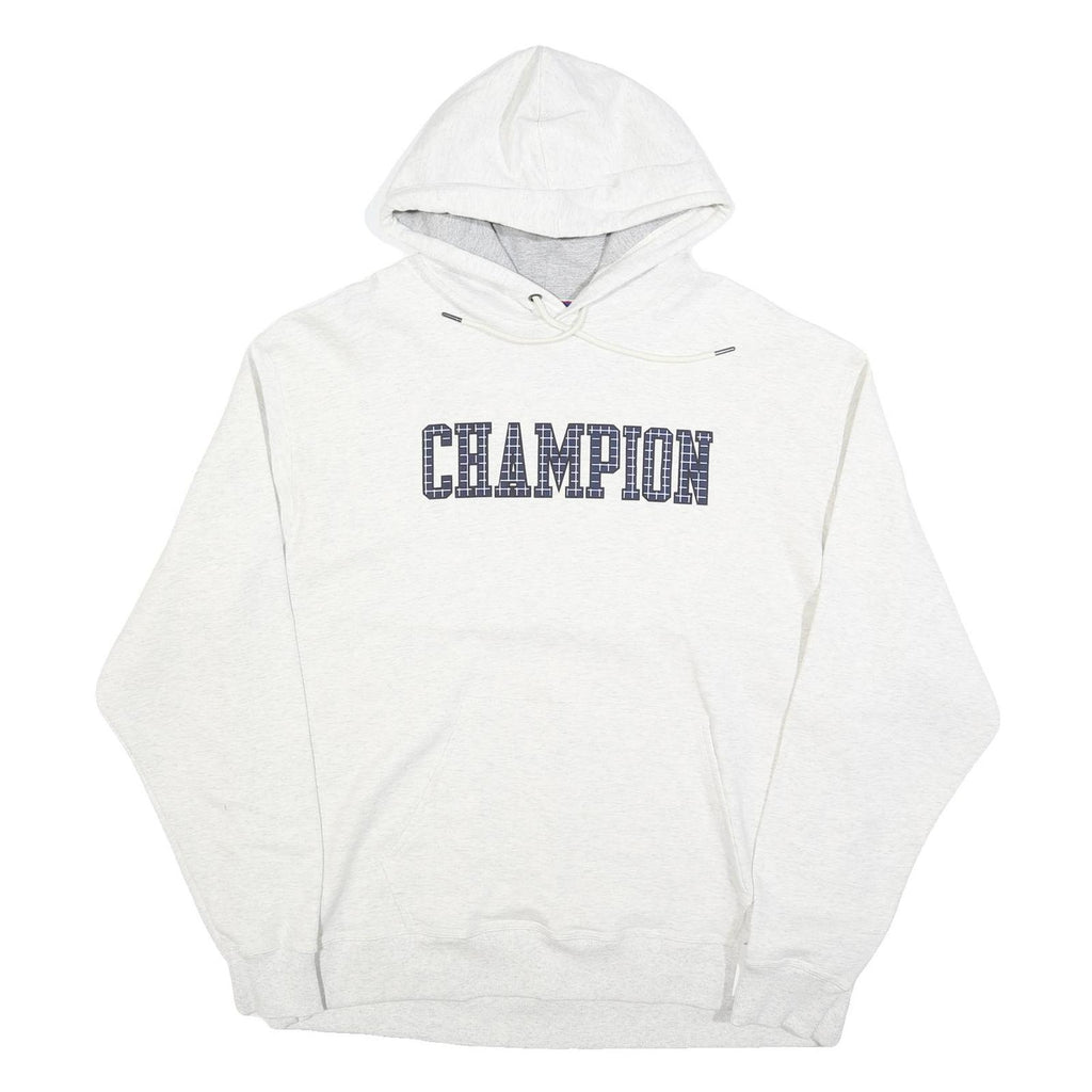 CHAMPION Mens White Hoodie 2XL Cotton Blend Pullover Printed Logo