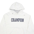 CHAMPION Mens White Hoodie 2XL Cotton Blend Pullover Printed Logo