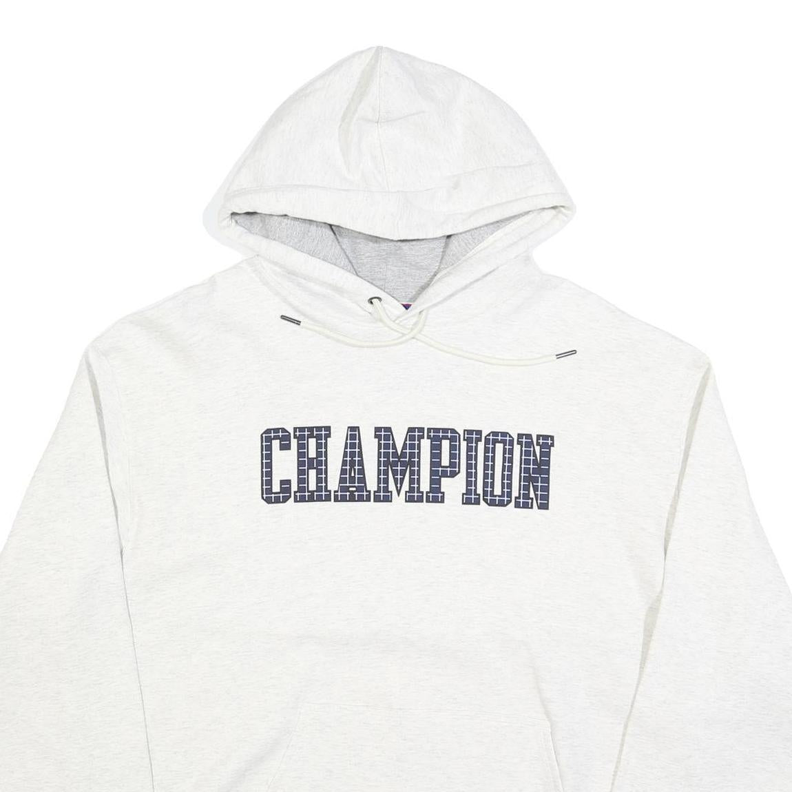 CHAMPION Mens White Hoodie 2XL Cotton Blend Pullover Printed Logo