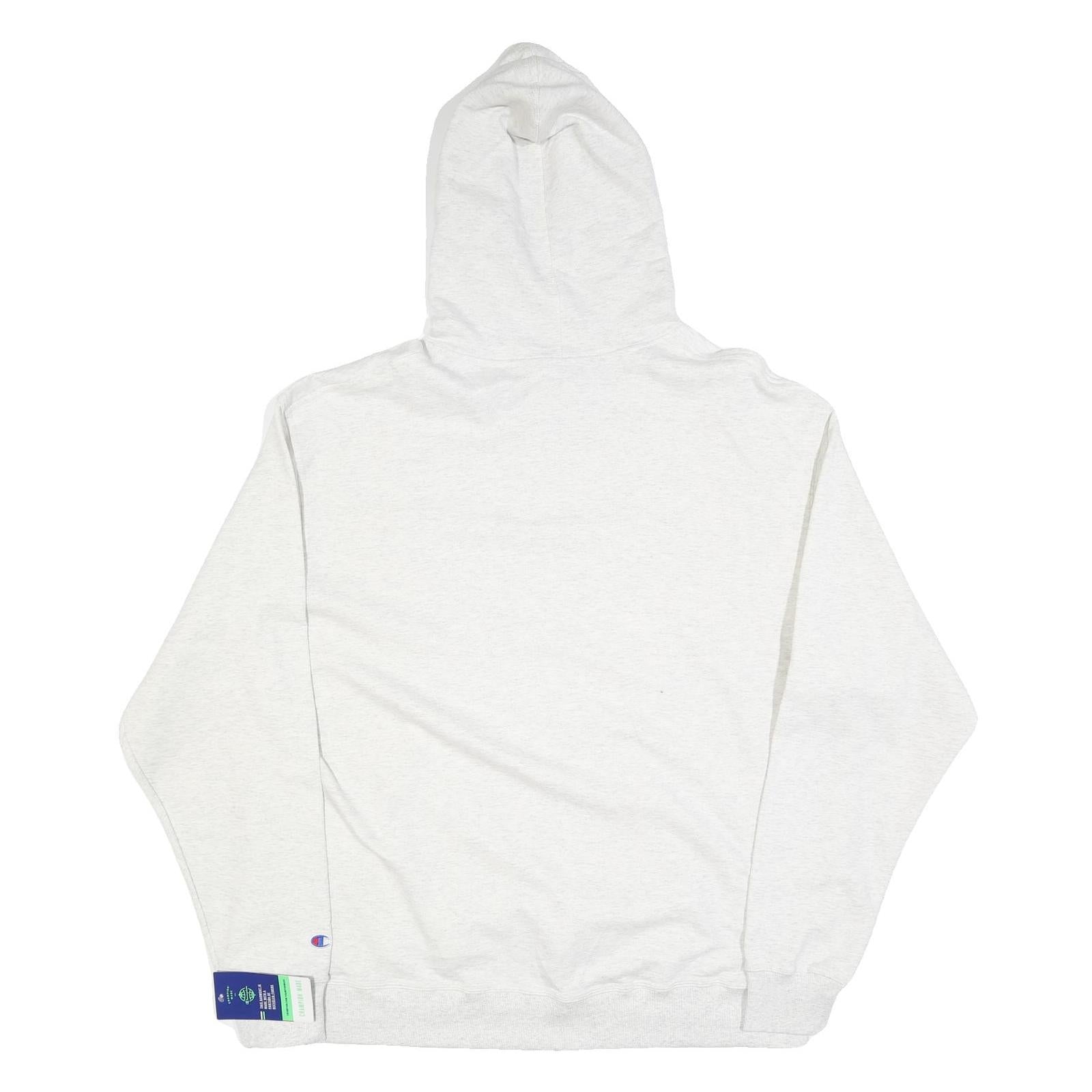 CHAMPION Mens White Hoodie 2XL Cotton Blend Pullover Printed Logo