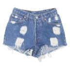 LEVI'S Distressed Womens Denim Shorts Blue Classic XXS W24
