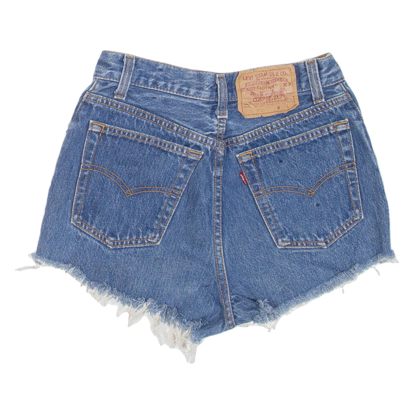 LEVI'S Distressed Womens Denim Shorts Blue Classic XXS W24