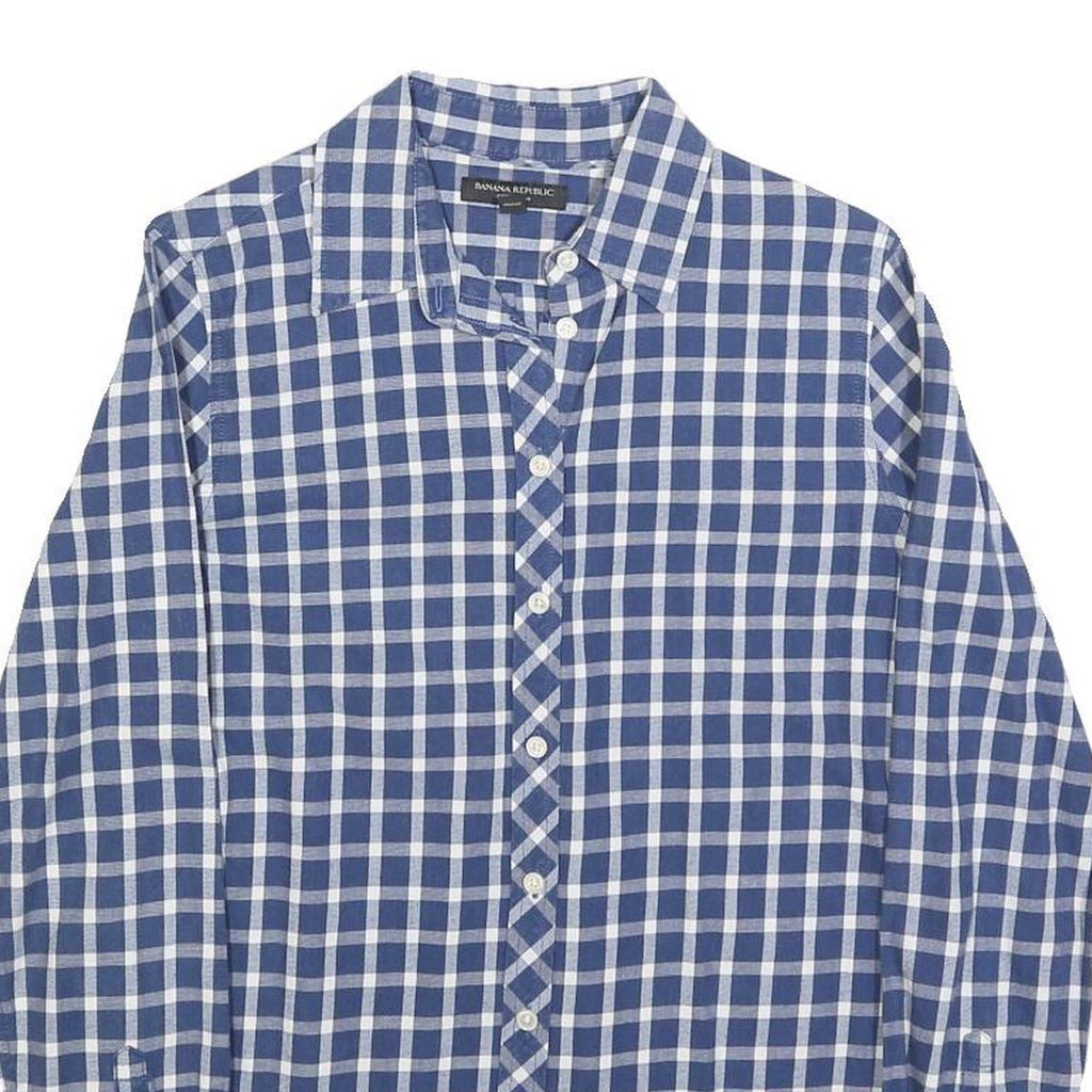 BANANA REPUBLIC Womens Blue & White Check Shirt S Tailored Fit Cotton Blend