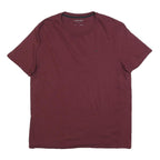 CALVIN KLEIN Mens Maroon Cotton Blend T-Shirt L Short Sleeve Crew Neck Classic