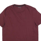 CALVIN KLEIN Mens Maroon Cotton Blend T-Shirt L Short Sleeve Crew Neck Classic