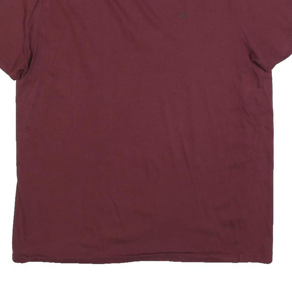 CALVIN KLEIN Mens Maroon Cotton Blend T-Shirt L Short Sleeve Crew Neck Classic