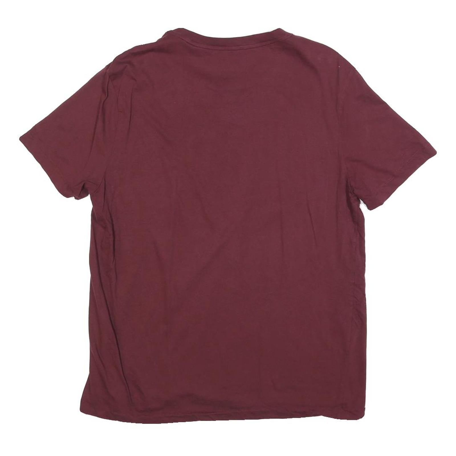 CALVIN KLEIN Mens Maroon Cotton Blend T-Shirt L Short Sleeve Crew Neck Classic