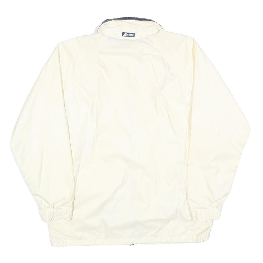 K-WAY Mens White & Navy Casual Jacket M Polyester Blend Plain Zip Fastening