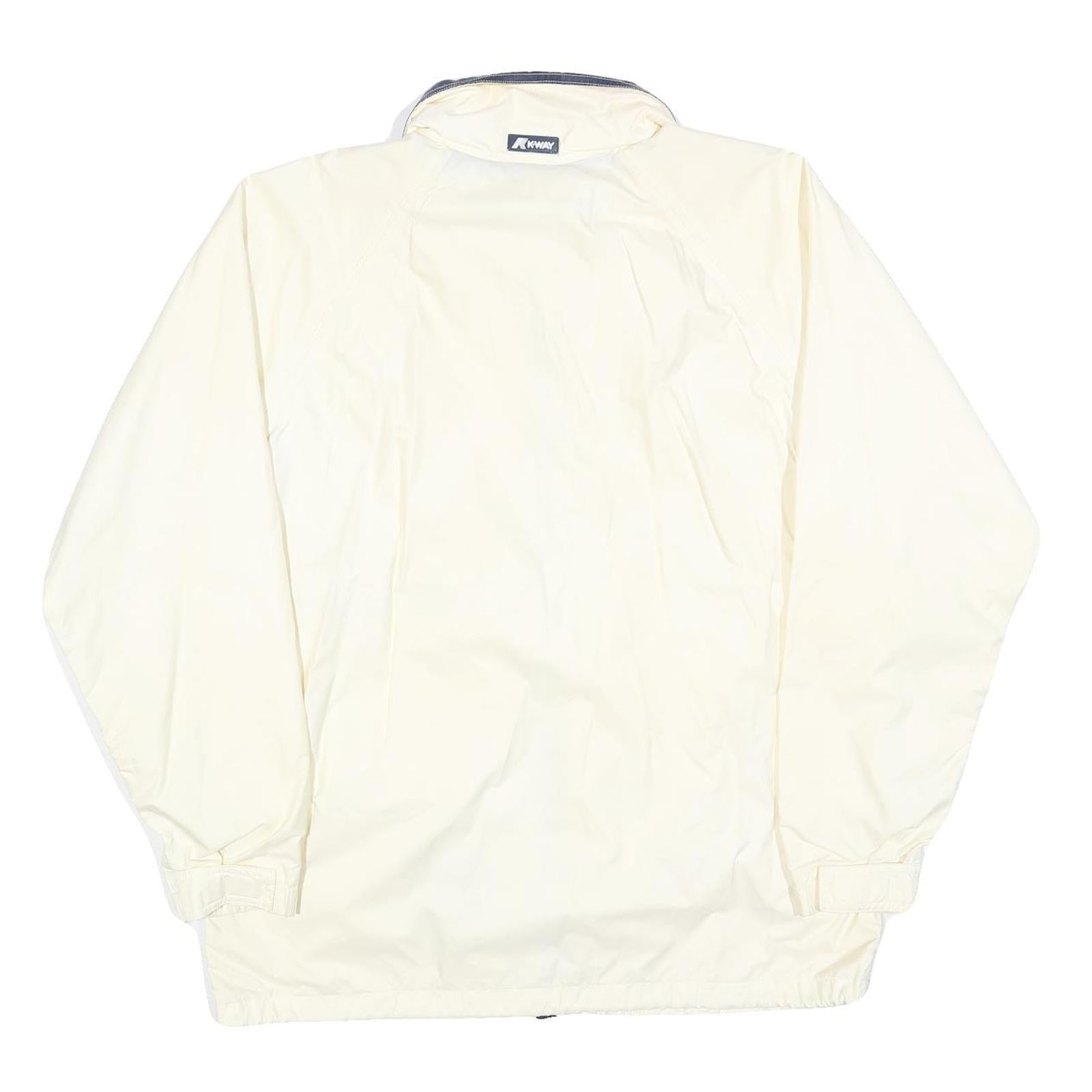 K-WAY Mens White & Navy Casual Jacket M Polyester Blend Plain Zip Fastening