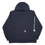 CARHARTT Mens Navy Blue Logo Print Hoodie 2XL Cotton Blend Casual
