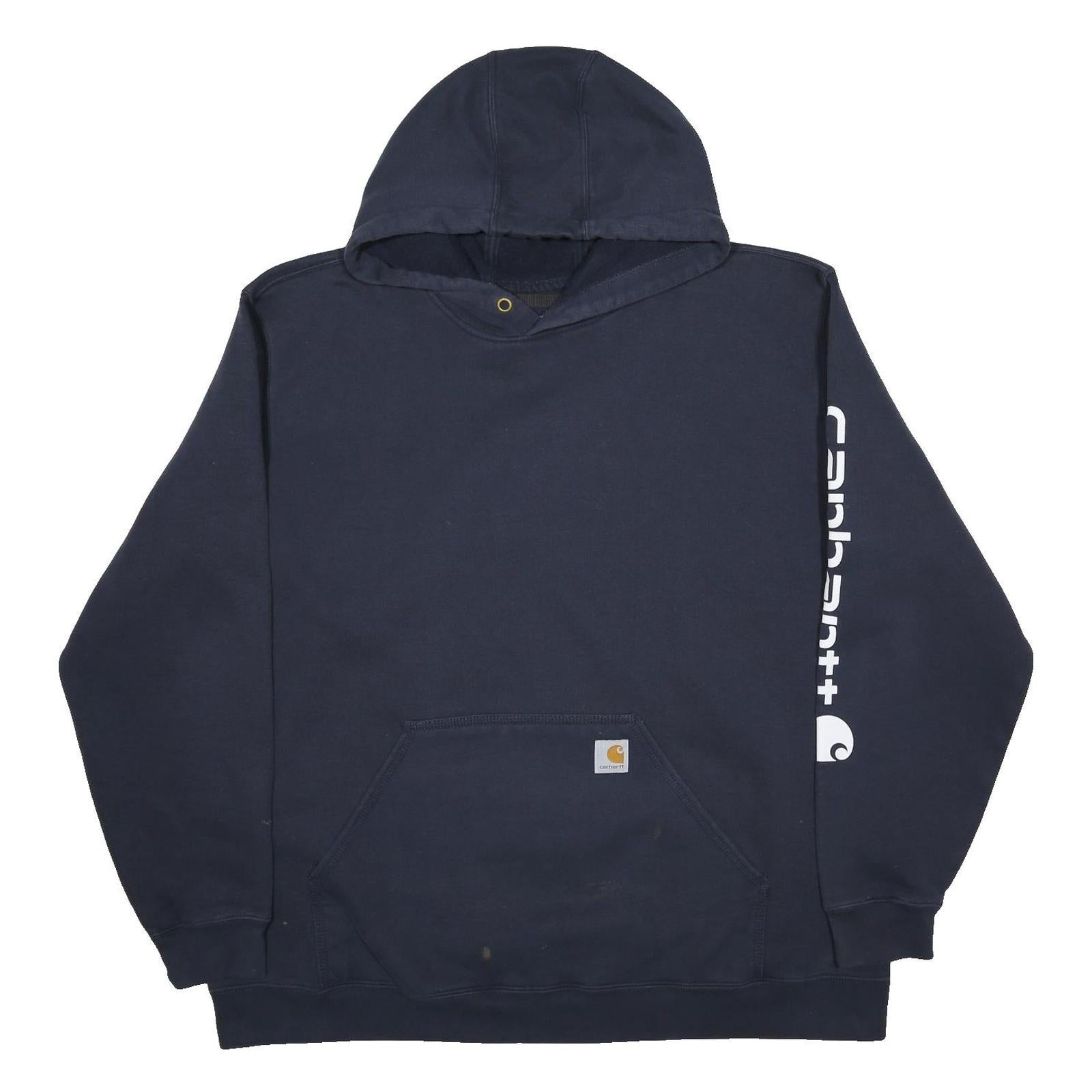 CARHARTT Mens Navy Blue Logo Print Hoodie 2XL Cotton Blend Casual
