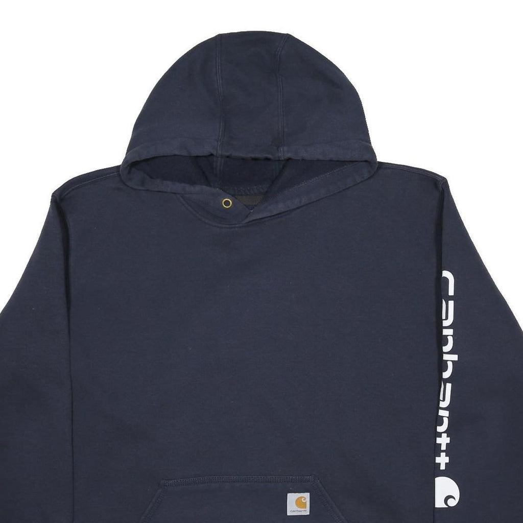 CARHARTT Mens Navy Blue Logo Print Hoodie 2XL Cotton Blend Casual