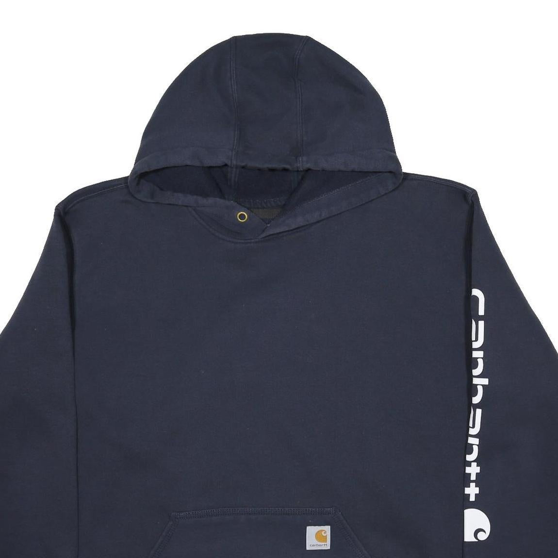 CARHARTT Mens Navy Blue Logo Print Hoodie 2XL Cotton Blend Casual