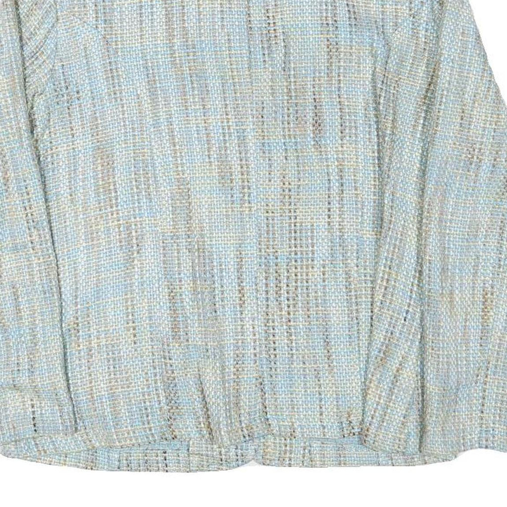 DELLA CITTA Womens Blue Beige Cotton Blend Button Jacket L Woven Classic