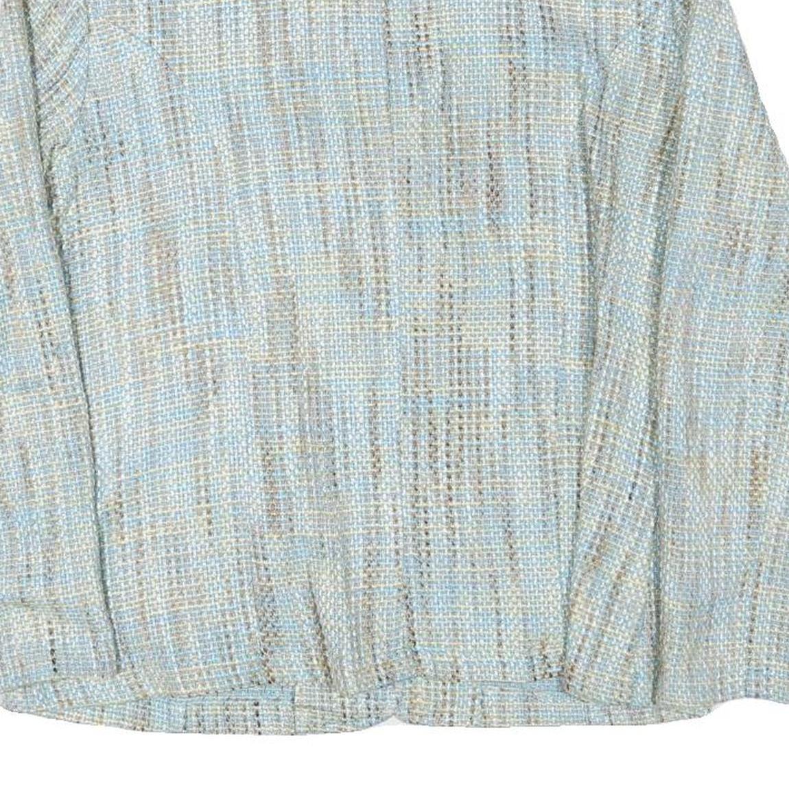 DELLA CITTA Womens Blue Beige Cotton Blend Button Jacket L Woven Classic