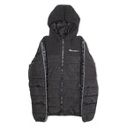 CHAMPION Mens Puffer Jacket Black Hooded S