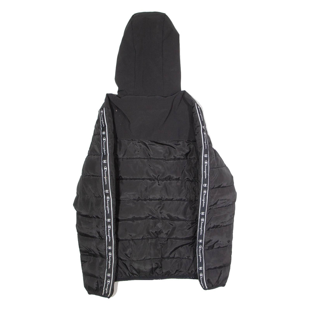 CHAMPION Mens Puffer Jacket Black Hooded S