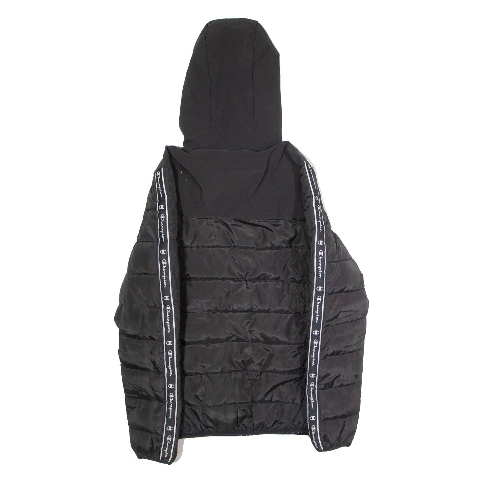 CHAMPION Mens Puffer Jacket Black Hooded S