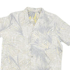 PARADICE BEACH CLUB Mens Beige & Grey Tropical Print Shirt M Lightweight Summer