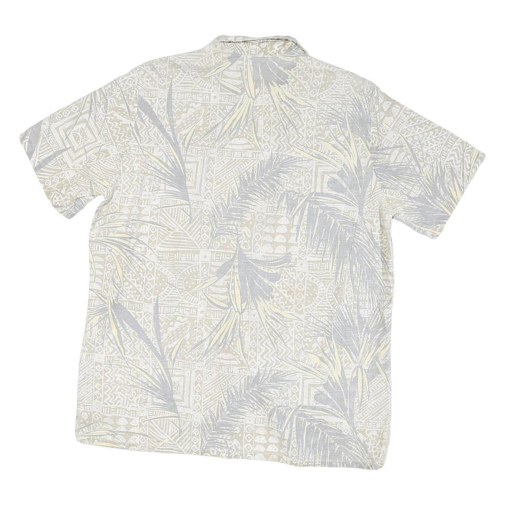 PARADICE BEACH CLUB Mens Beige & Grey Tropical Print Shirt M Lightweight Summer