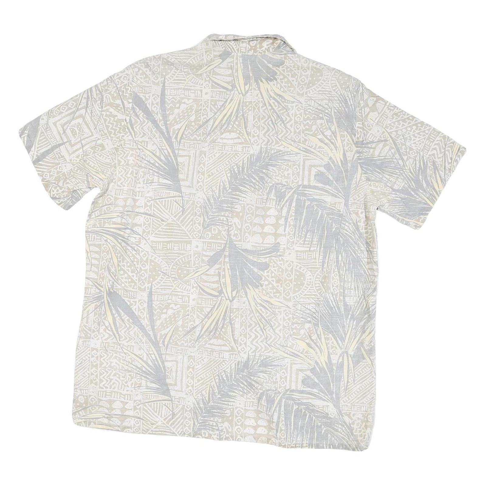 PARADICE BEACH CLUB Mens Beige & Grey Tropical Print Shirt M Lightweight Summer