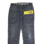 GOI GOI Mens Regular Fit Denim Jeans Blue W33 L30 Yellow Print Pockets Zip