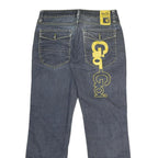 GOI GOI Mens Regular Fit Denim Jeans Blue W33 L30 Yellow Print Pockets Zip
