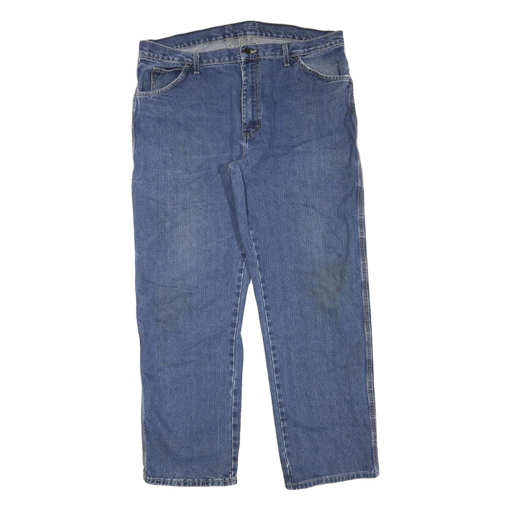 DICKIES Mens Regular Blue Denim Jeans W38 L30 Cotton Blend Zip Pockets Workwear