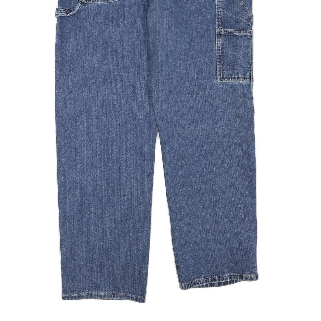 DICKIES Mens Regular Blue Denim Jeans W38 L30 Cotton Blend Zip Pockets Workwear