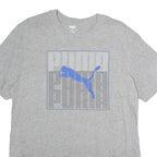 PUMA Mens Grey Blue Graphic T-Shirt M Short Sleeve Crew Neck Logo Cotton