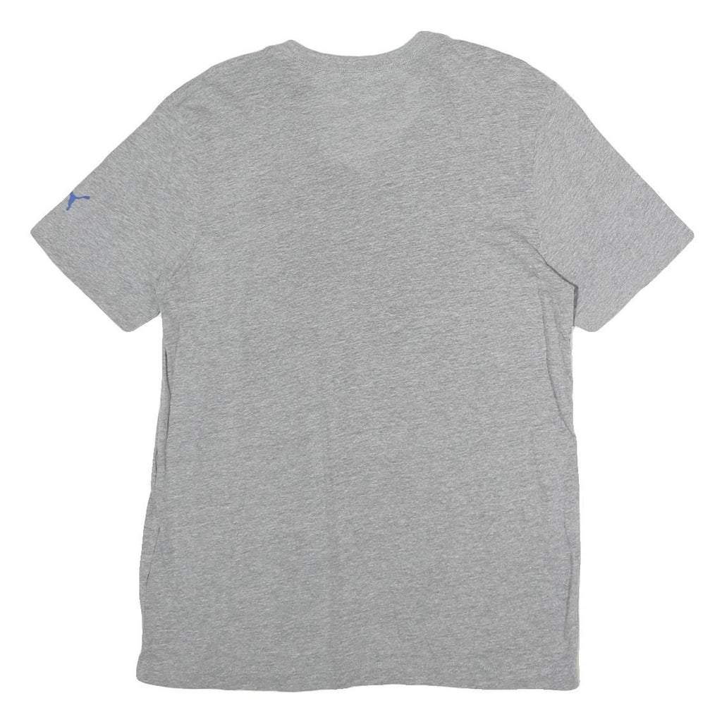 PUMA Mens Grey Blue Graphic T-Shirt M Short Sleeve Crew Neck Logo Cotton