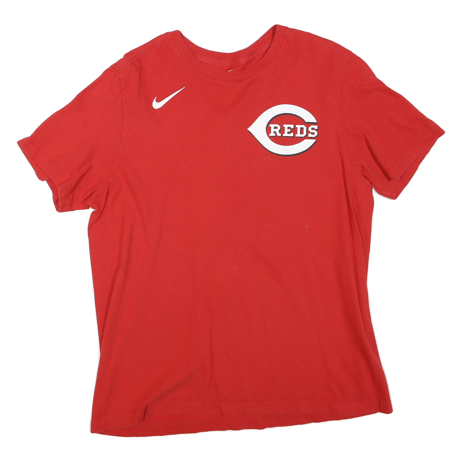 NIKE Womens Red Reds Graphic T-Shirt M Short Sleeve Crew Neck Votto 19 Printed